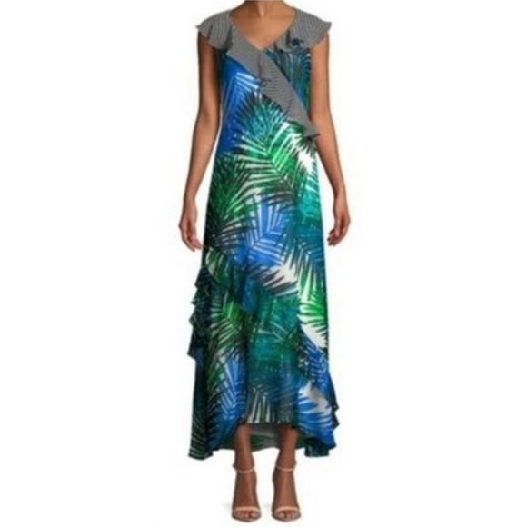 Calvin Klein Dresses & Skirts - Calvin Klein Tropical Palm Maxi Resort Dress Size 12 NWT
